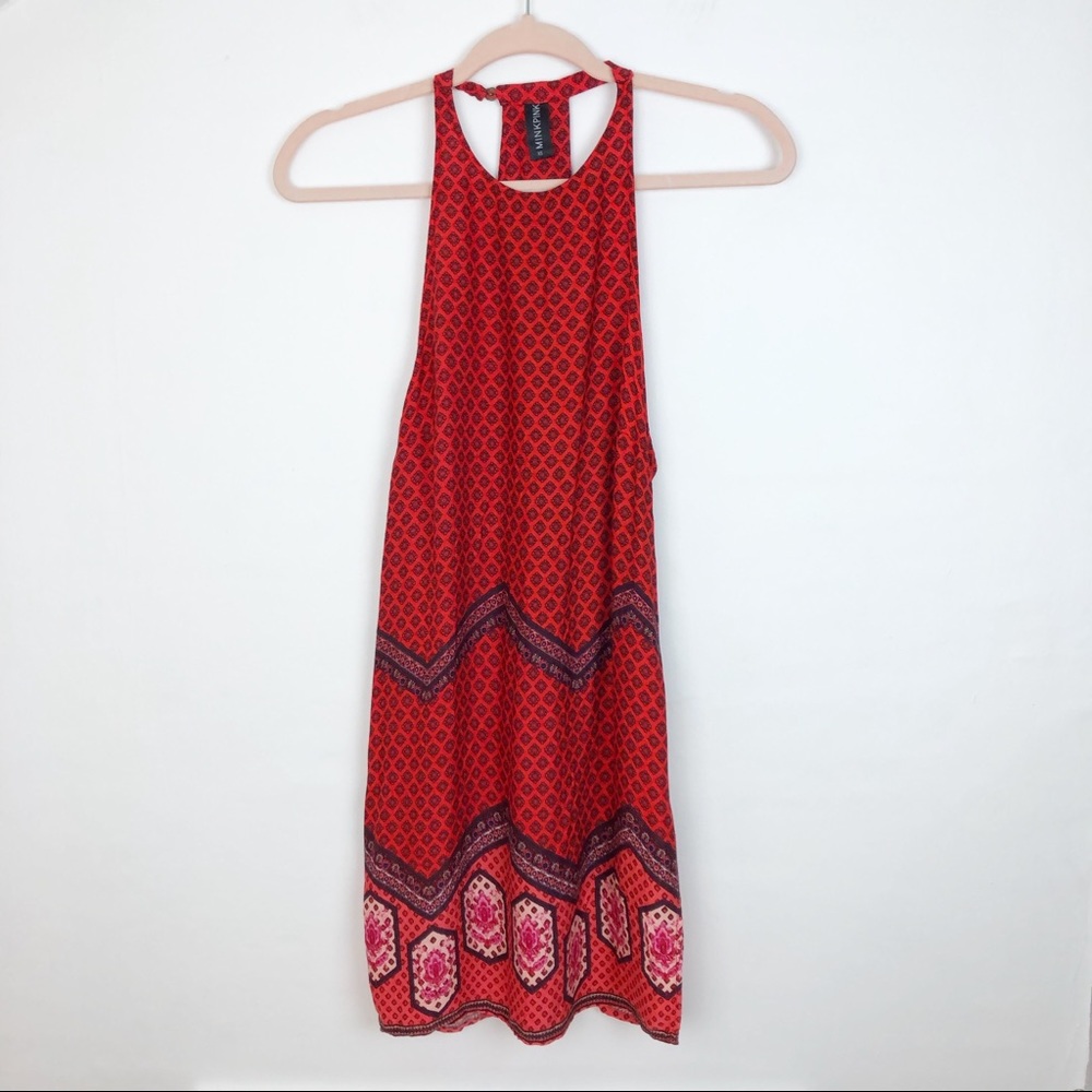 MINKPINK red table cloth high neck tank dress